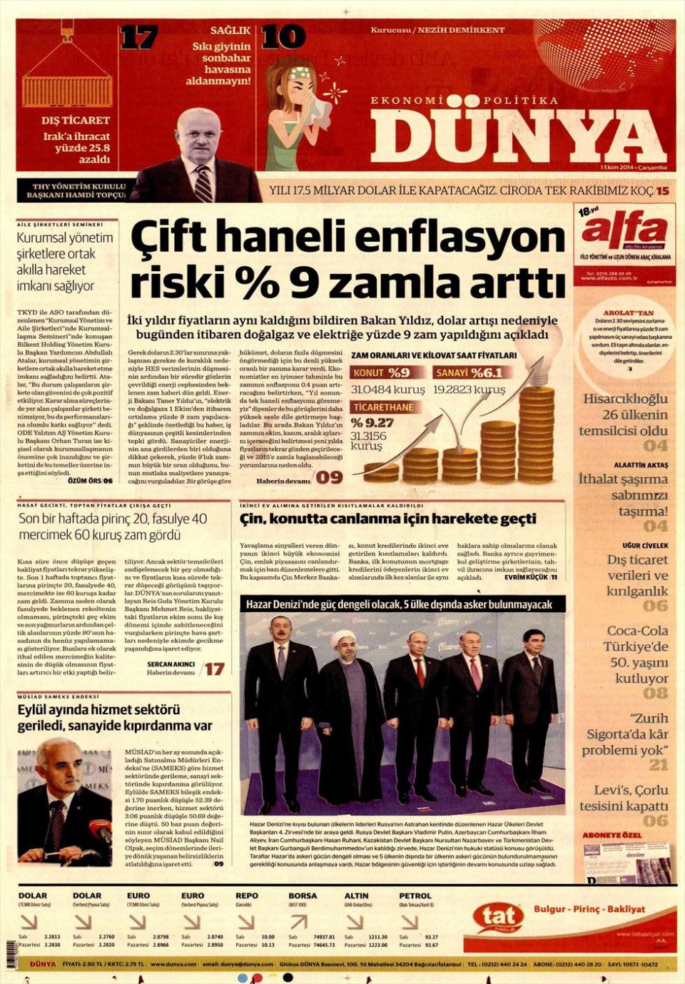 1 Ekim 2014 gazete manşetleri 5