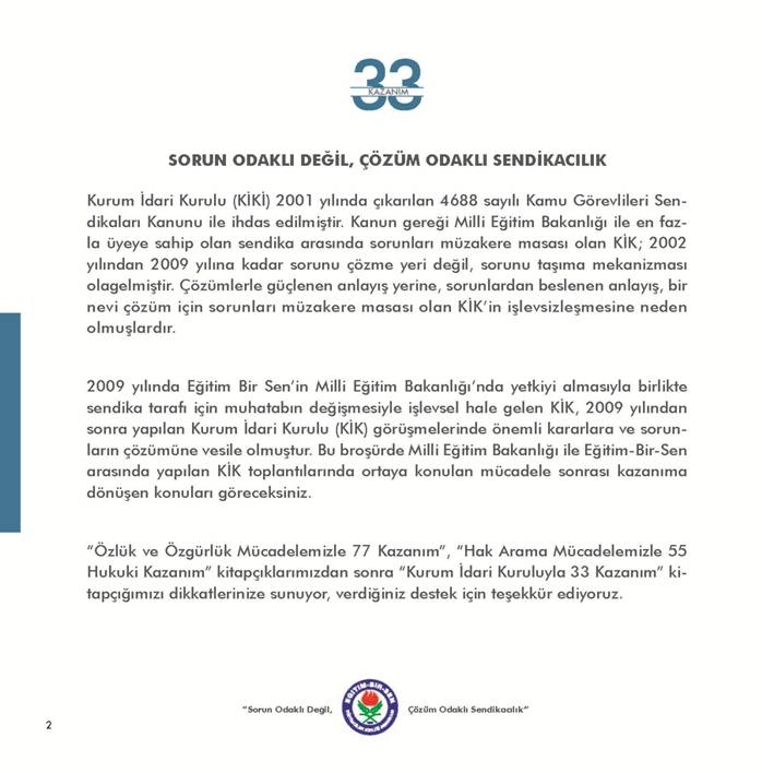 Kurum İdari Kuruluyla 33 Kazanım 2