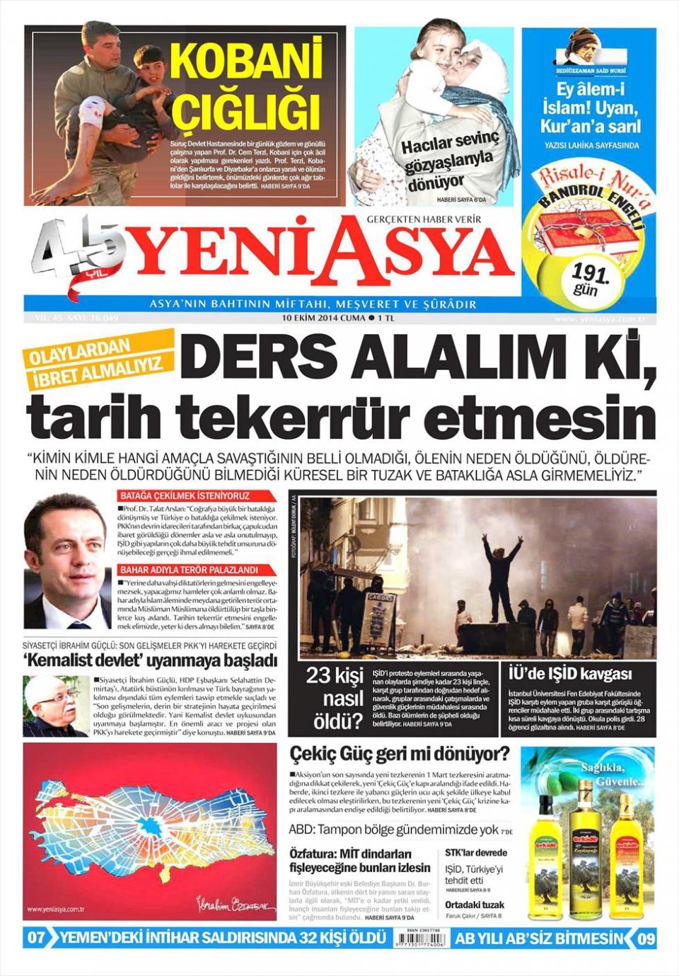 10 Ekim Gazete Manşetleri 13