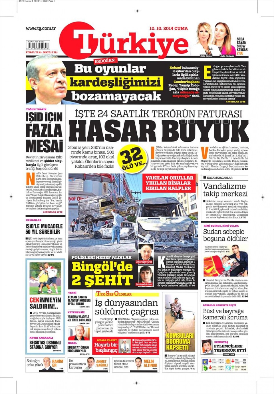 10 Ekim Gazete Manşetleri 14