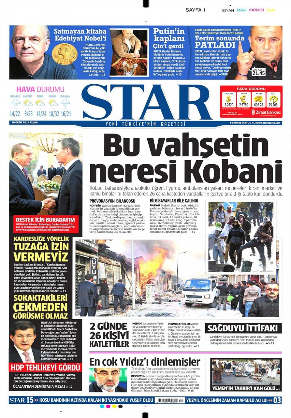 10 Ekim Gazete Manşetleri 17