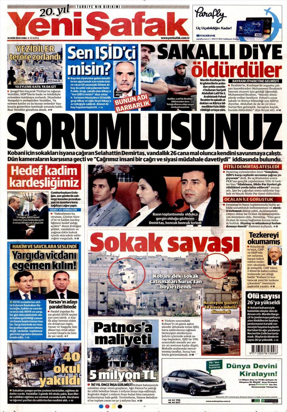 10 Ekim Gazete Manşetleri 5