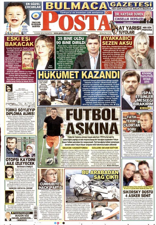 13 Ekim Gazete Manşetleri 13