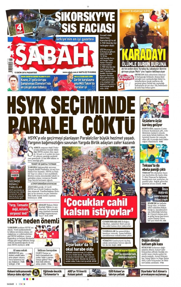 13 Ekim Gazete Manşetleri 14