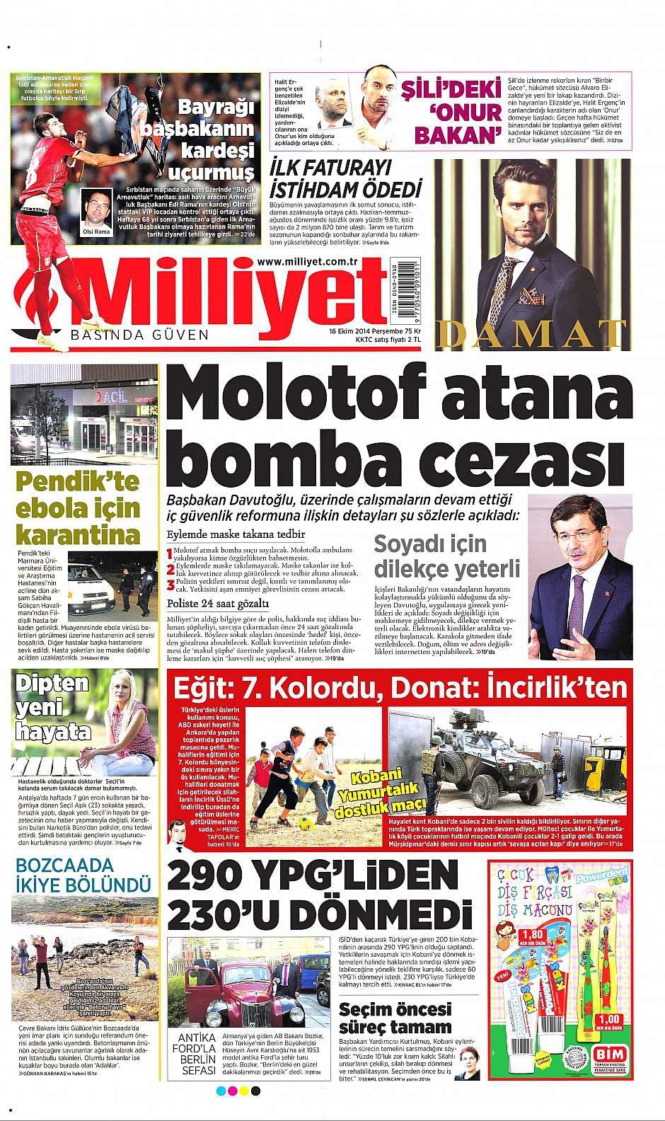 16 Ekim 2014 gazete manşetleri 1