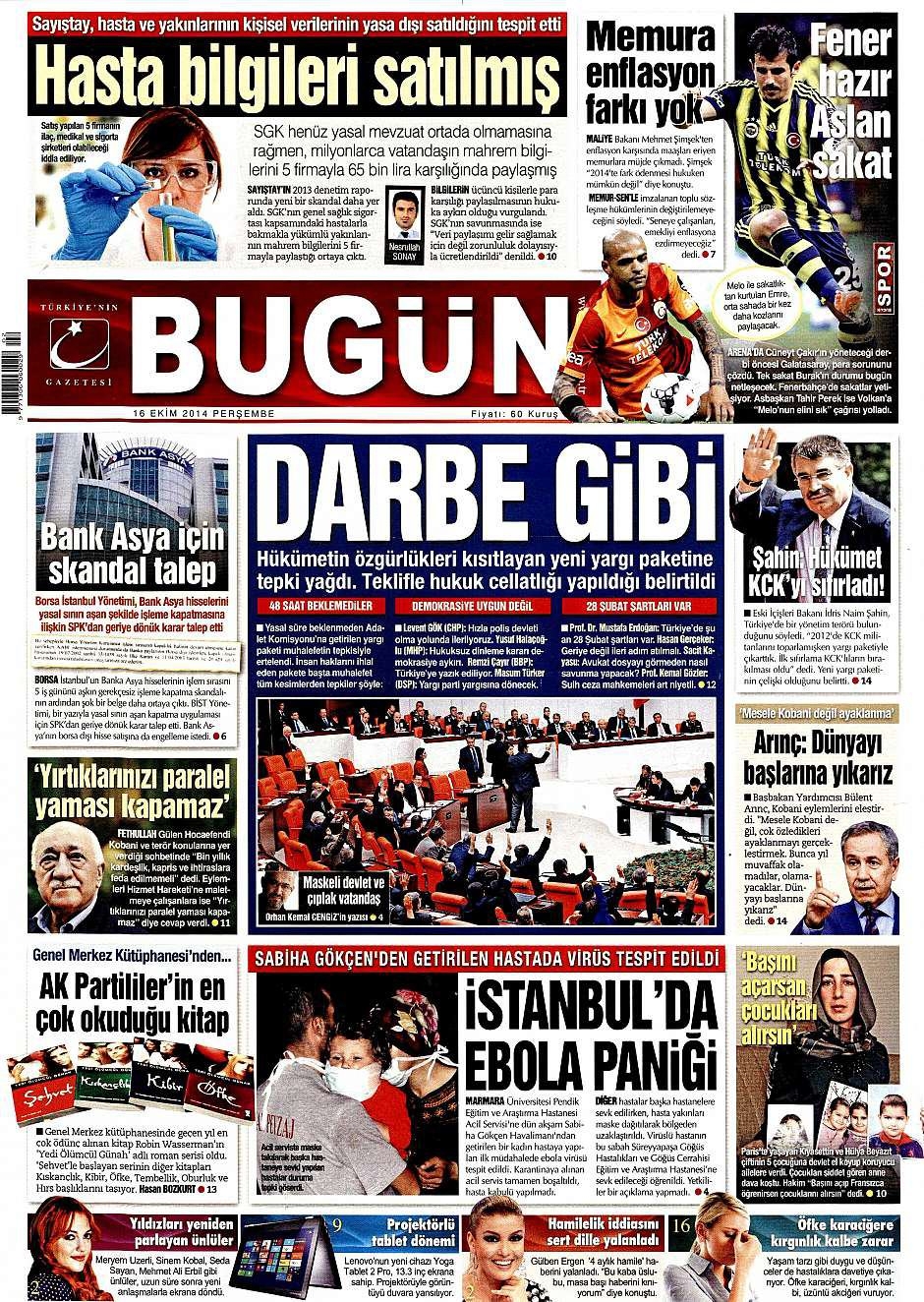 16 Ekim 2014 gazete manşetleri 11