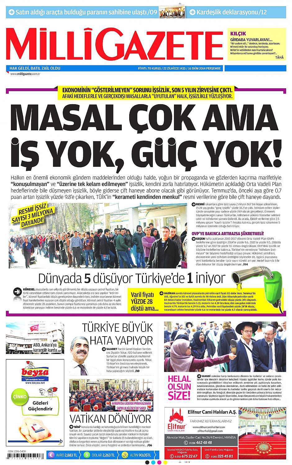 16 Ekim 2014 gazete manşetleri 12