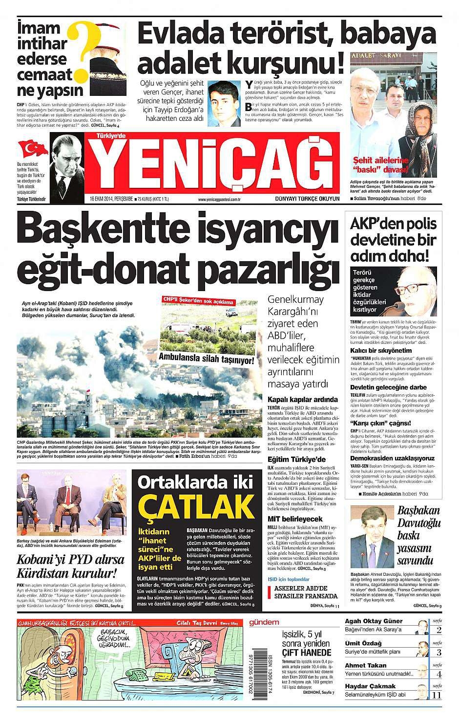 16 Ekim 2014 gazete manşetleri 14