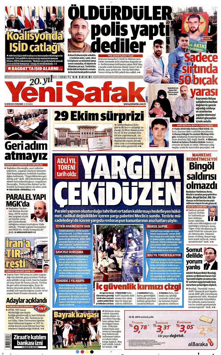 16 Ekim 2014 gazete manşetleri 17
