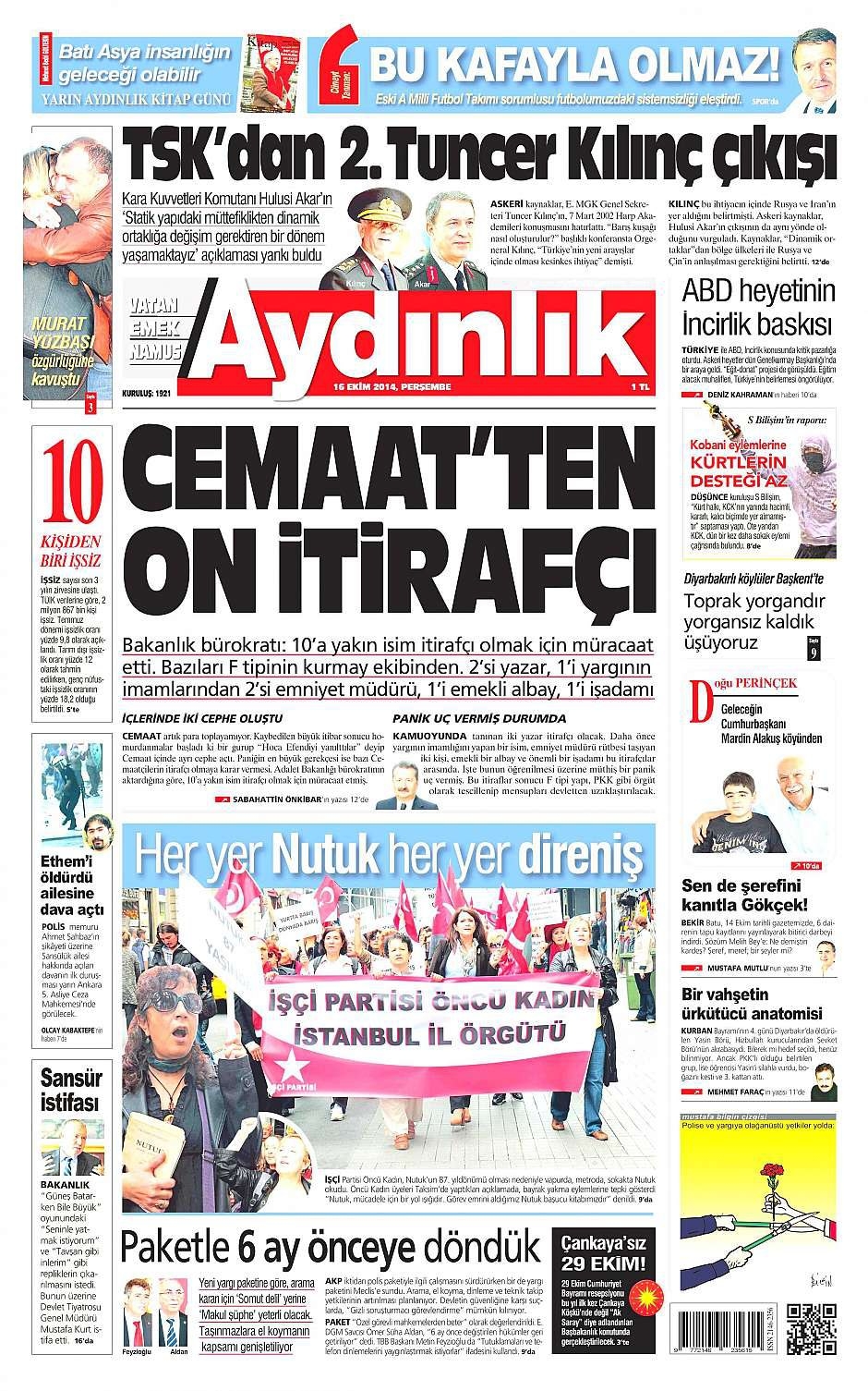 16 Ekim 2014 gazete manşetleri 18