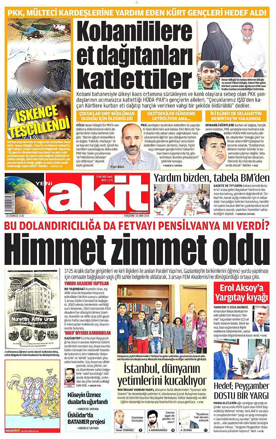 16 Ekim 2014 gazete manşetleri 19