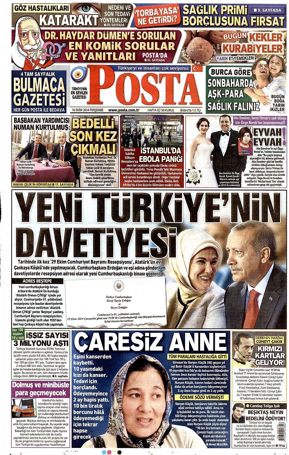 16 Ekim 2014 gazete manşetleri 2