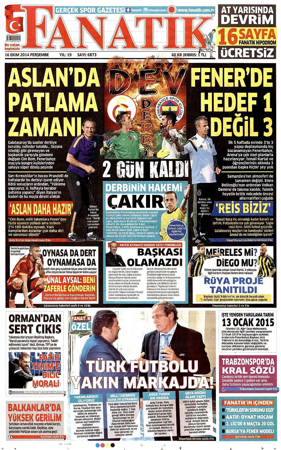 16 Ekim 2014 gazete manşetleri 20