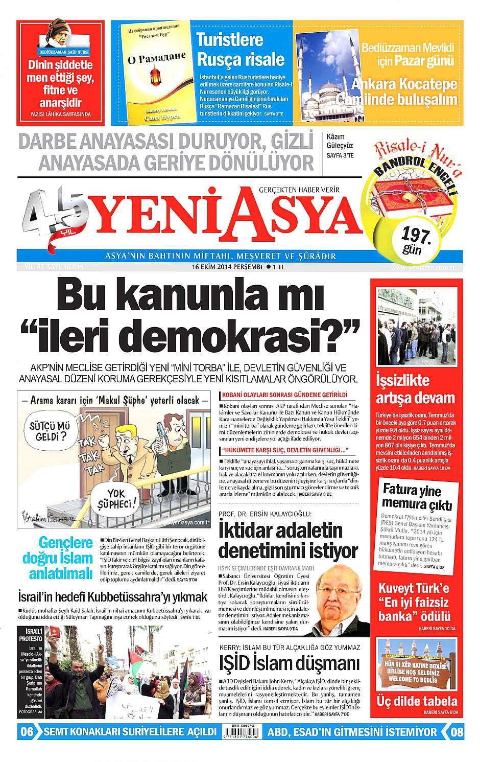 16 Ekim 2014 gazete manşetleri 21