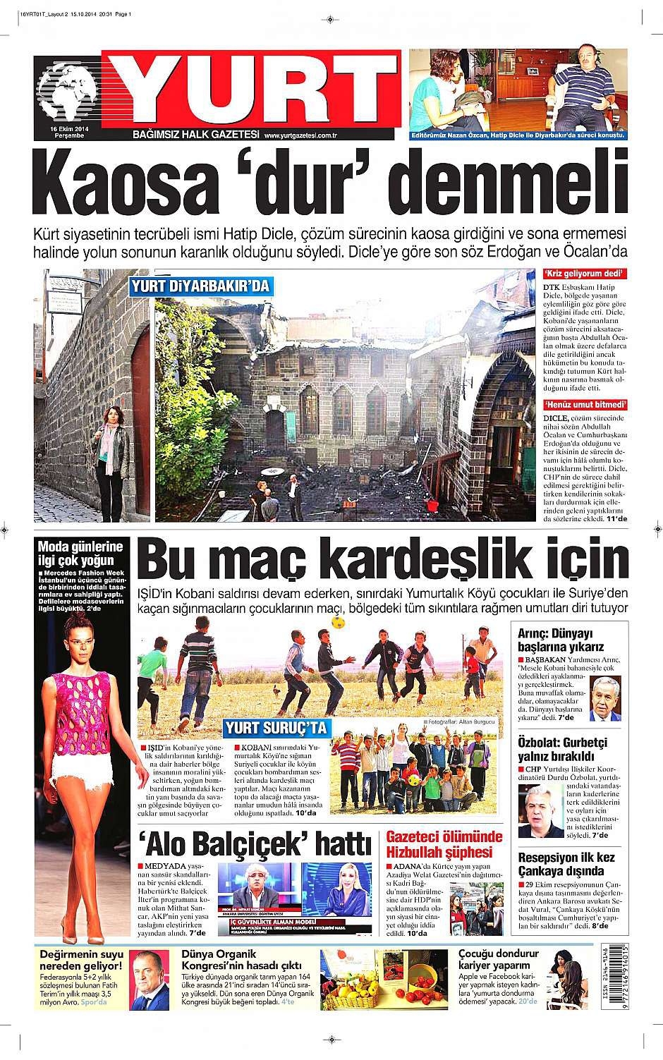 16 Ekim 2014 gazete manşetleri 22