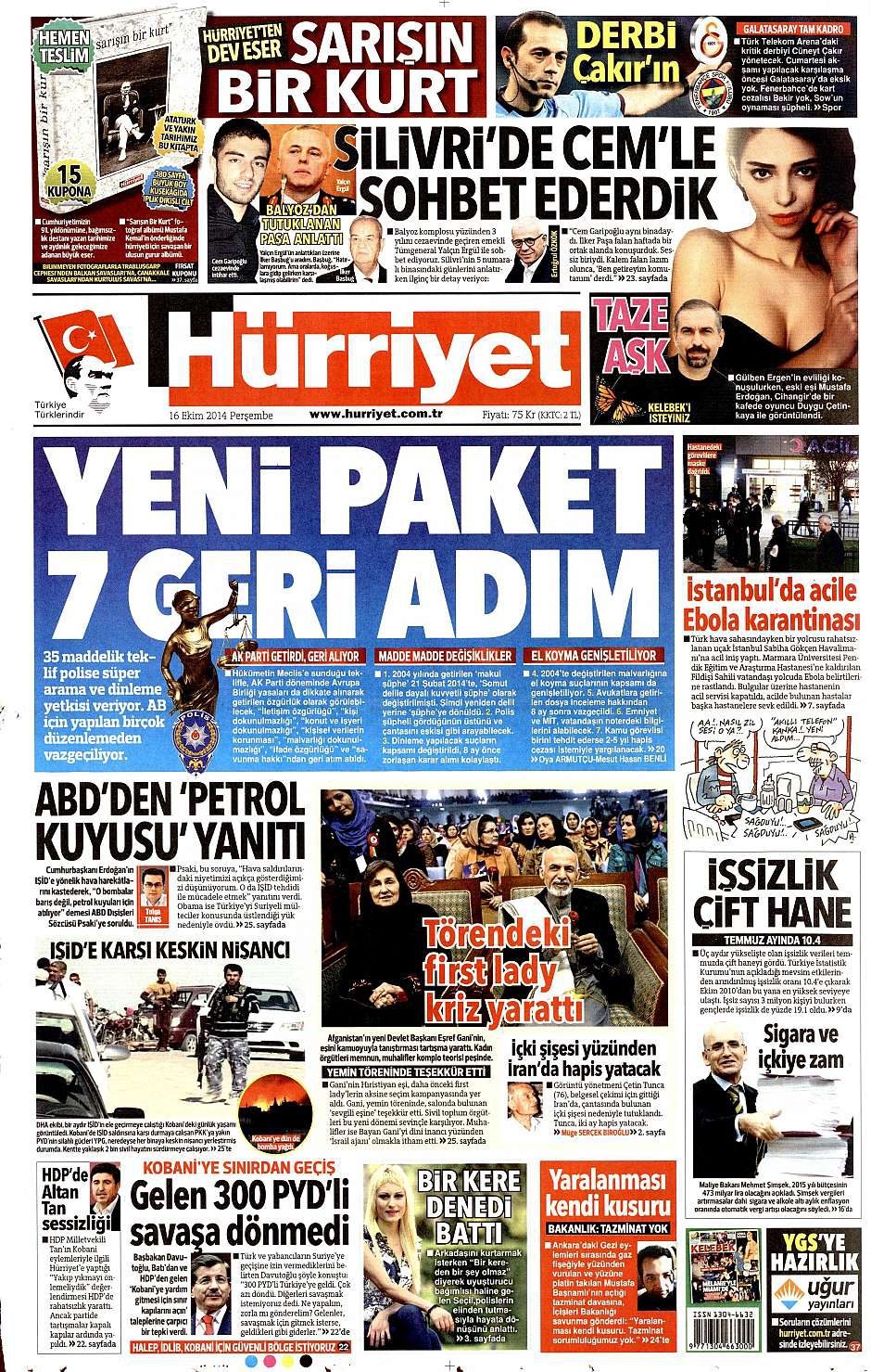 16 Ekim 2014 gazete manşetleri 25