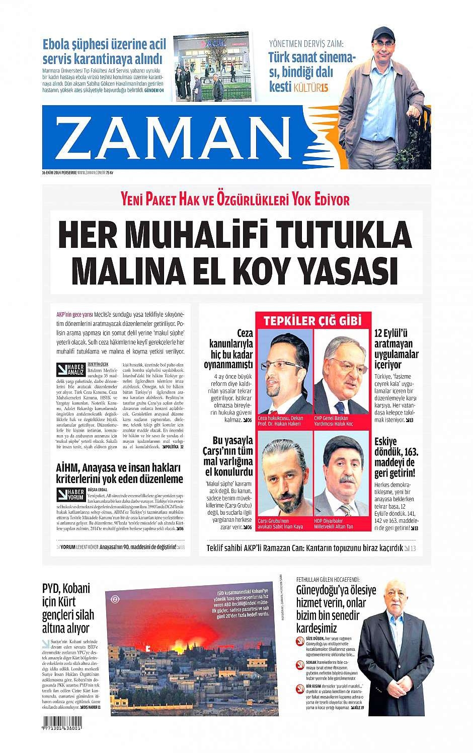 16 Ekim 2014 gazete manşetleri 4