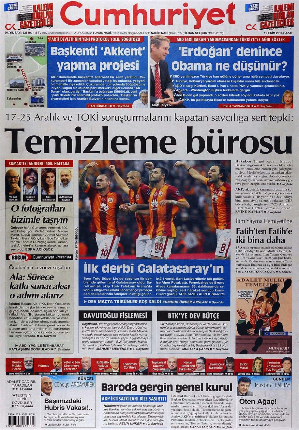 19 Ekim 2014 gazete manşetleri 12