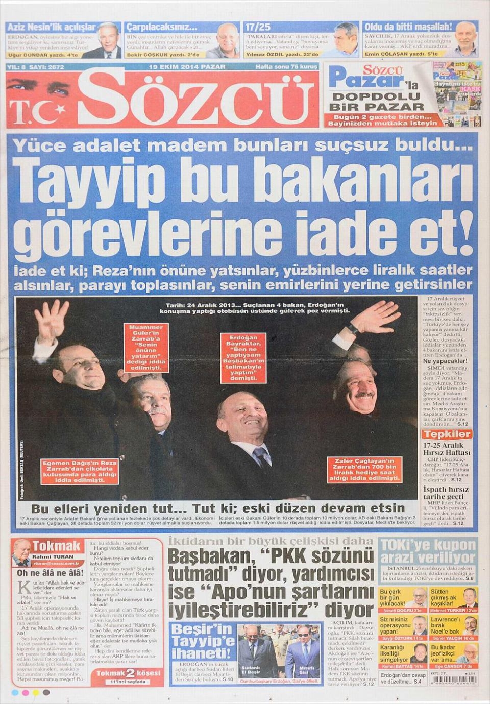 19 Ekim 2014 gazete manşetleri 13