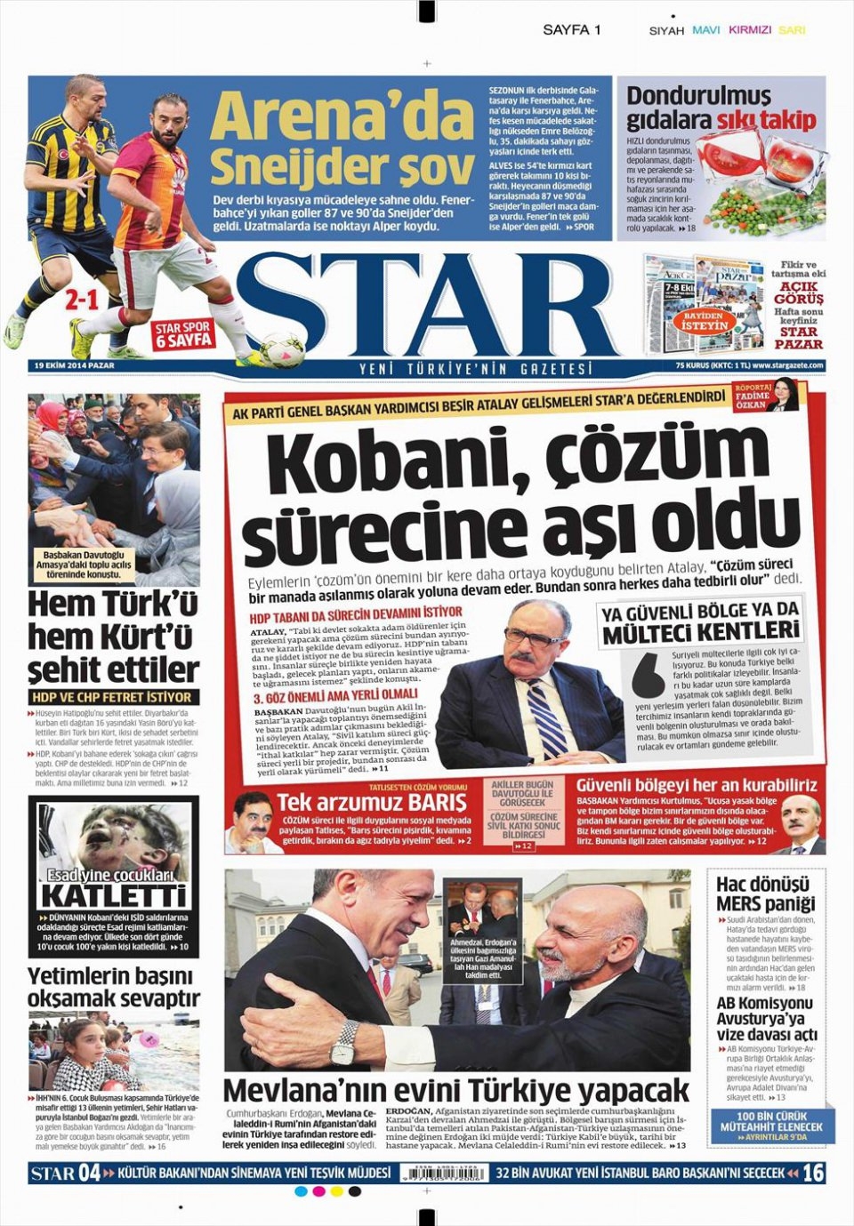 19 Ekim 2014 gazete manşetleri 14
