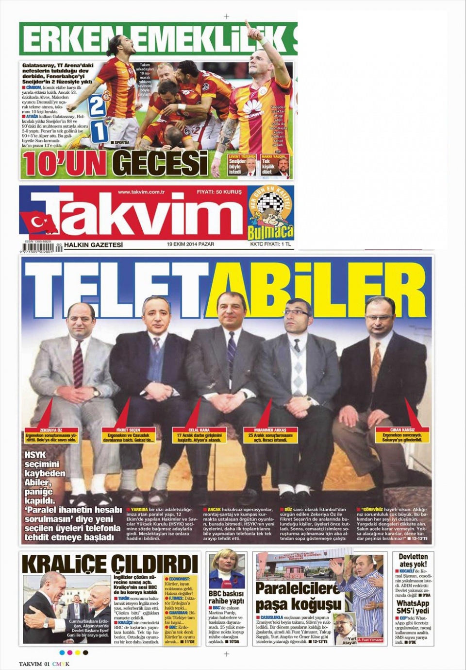 19 Ekim 2014 gazete manşetleri 17