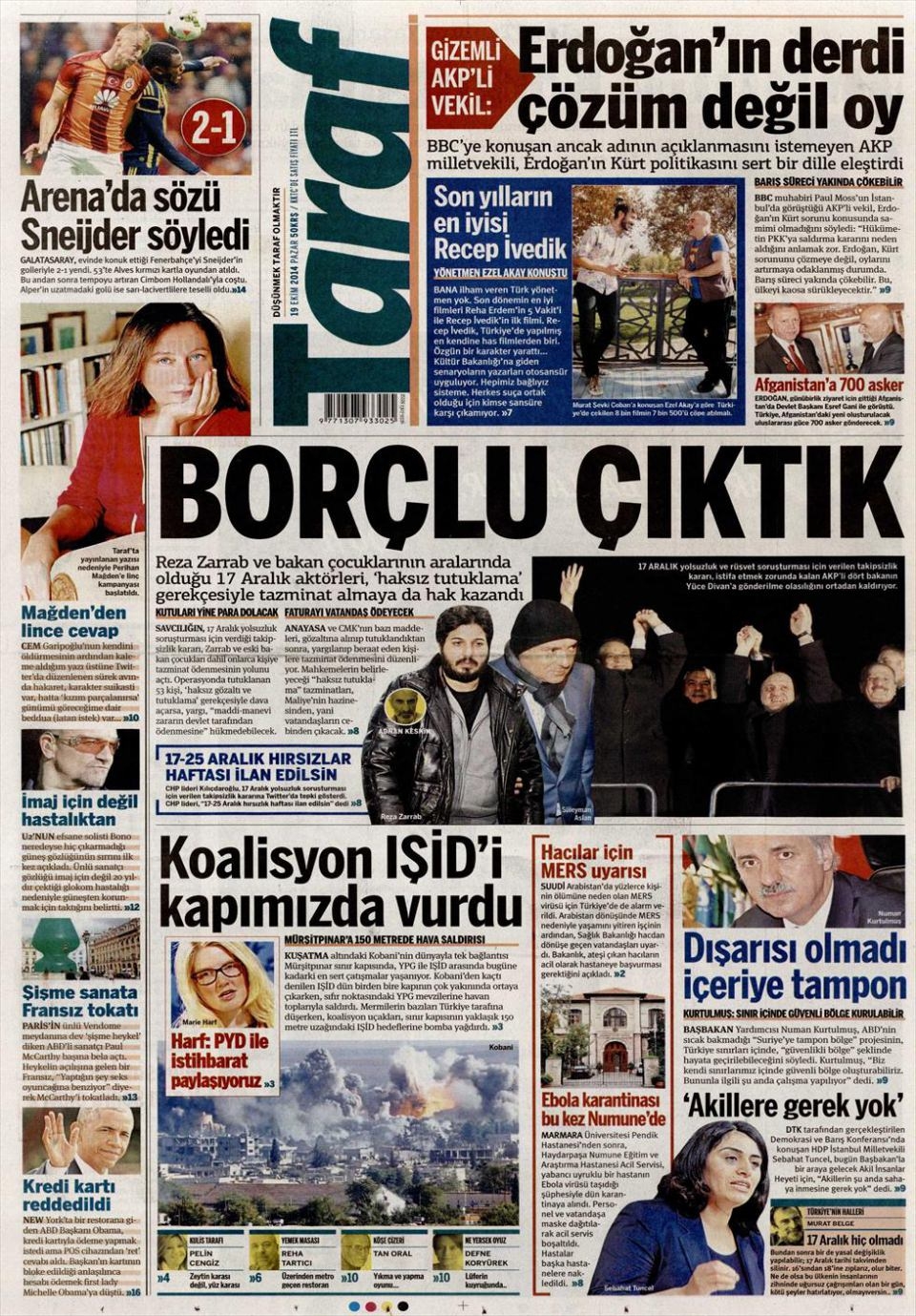 19 Ekim 2014 gazete manşetleri 3
