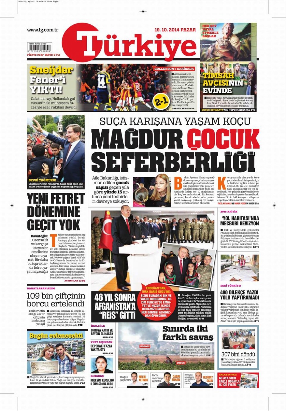 19 Ekim 2014 gazete manşetleri 9