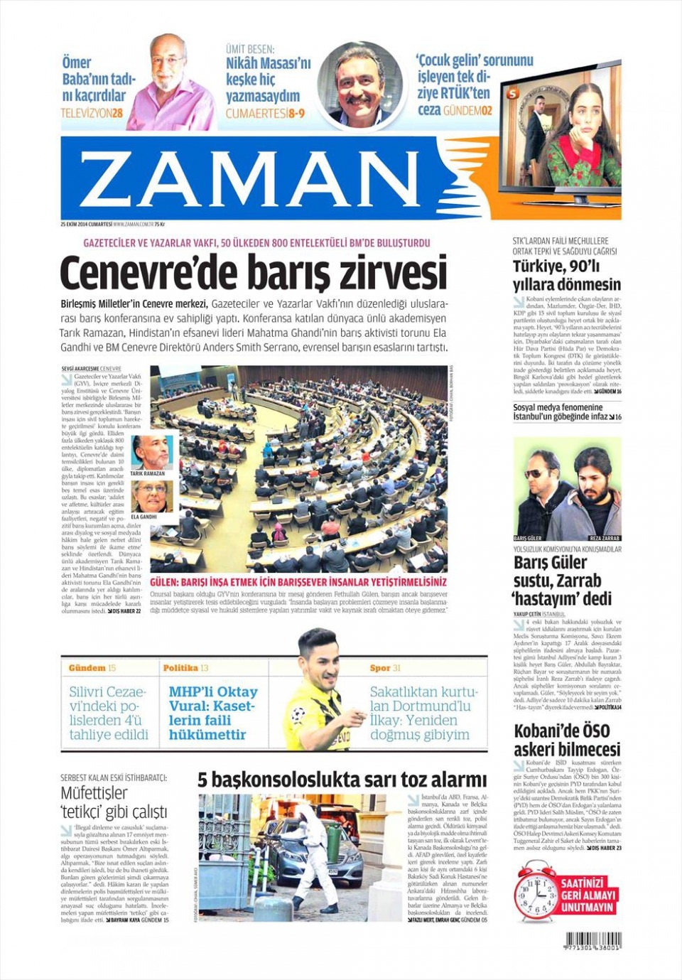25 Ekim 2014 gazete manşetleri 24