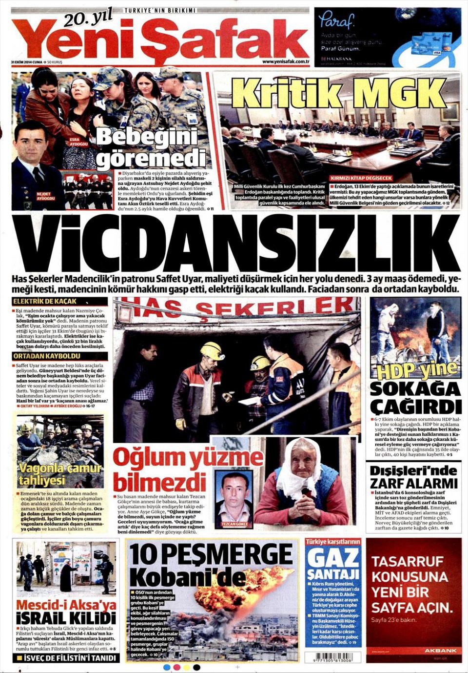 31 Ekim 2014 gazete manşetleri 24