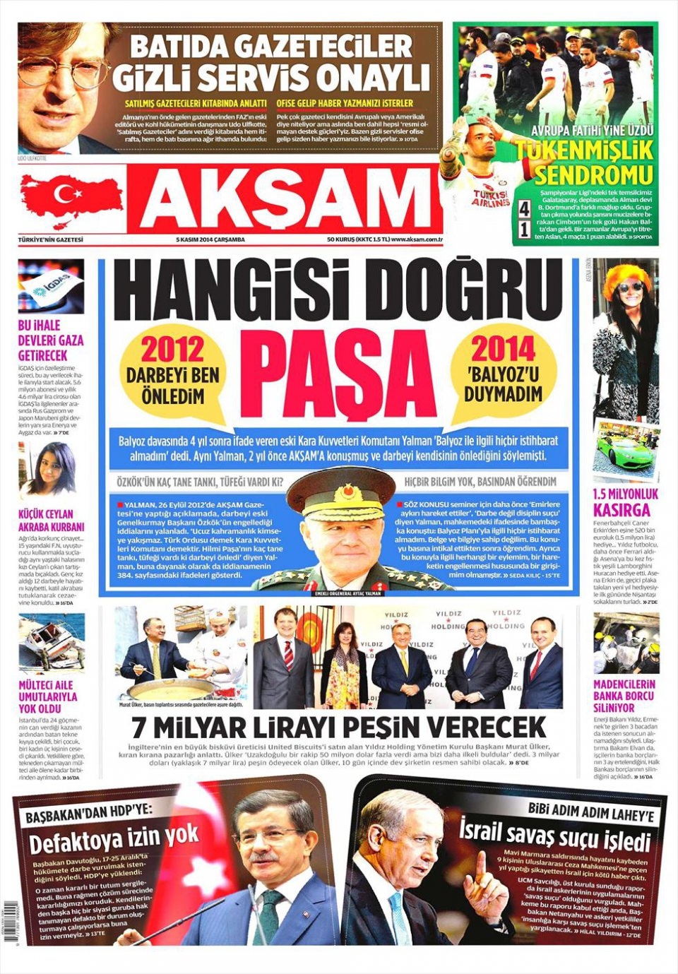 5 Kasım 2014 gazete manşetleri 1