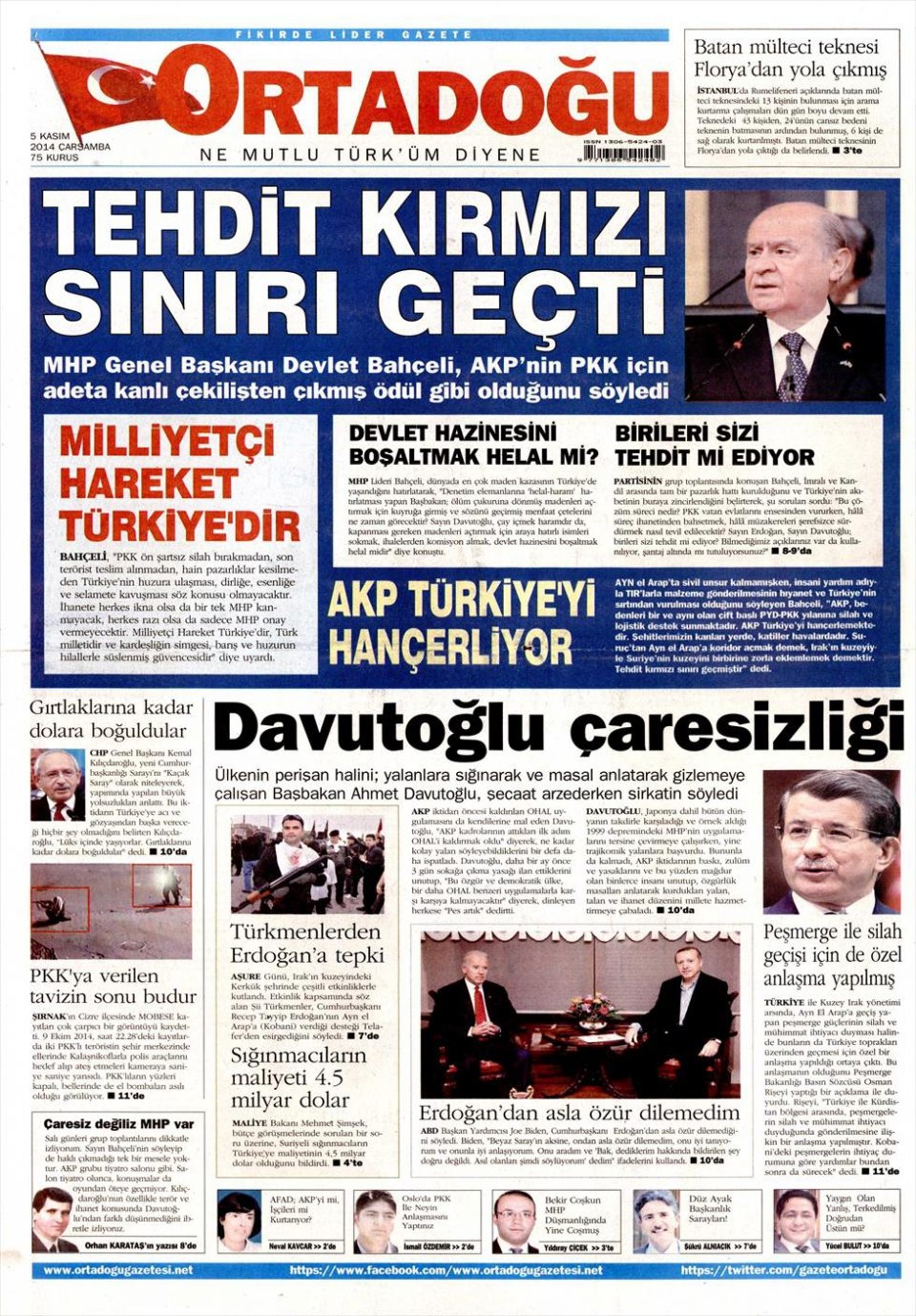 5 Kasım 2014 gazete manşetleri 14