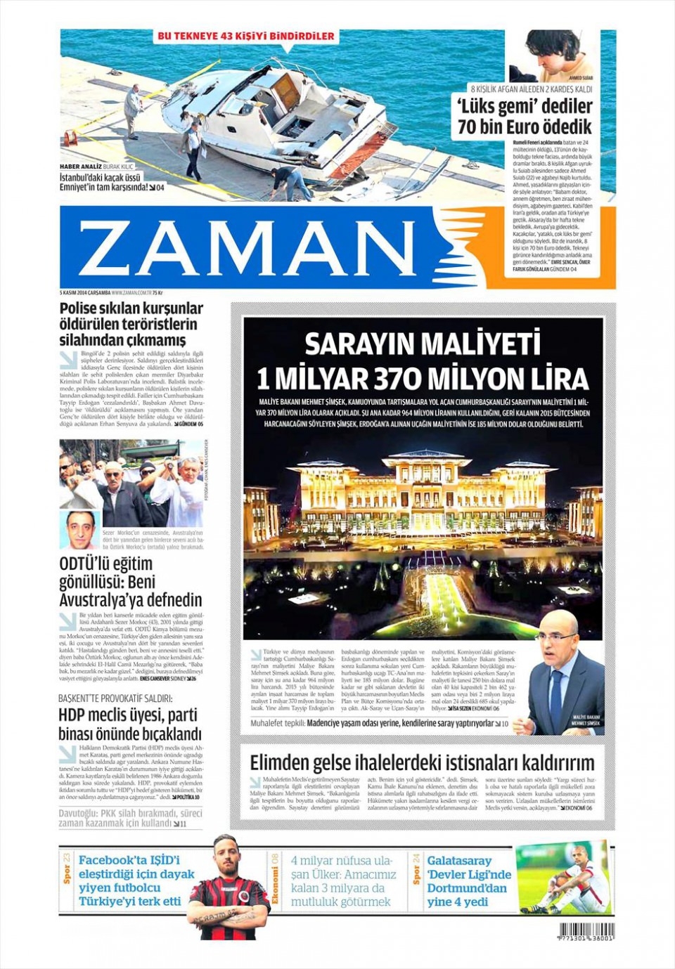 5 Kasım 2014 gazete manşetleri 25