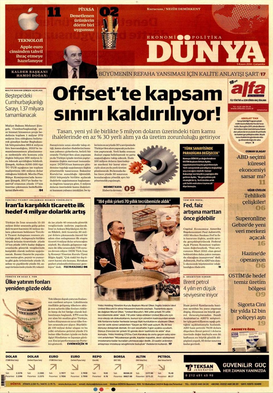 5 Kasım 2014 gazete manşetleri 5