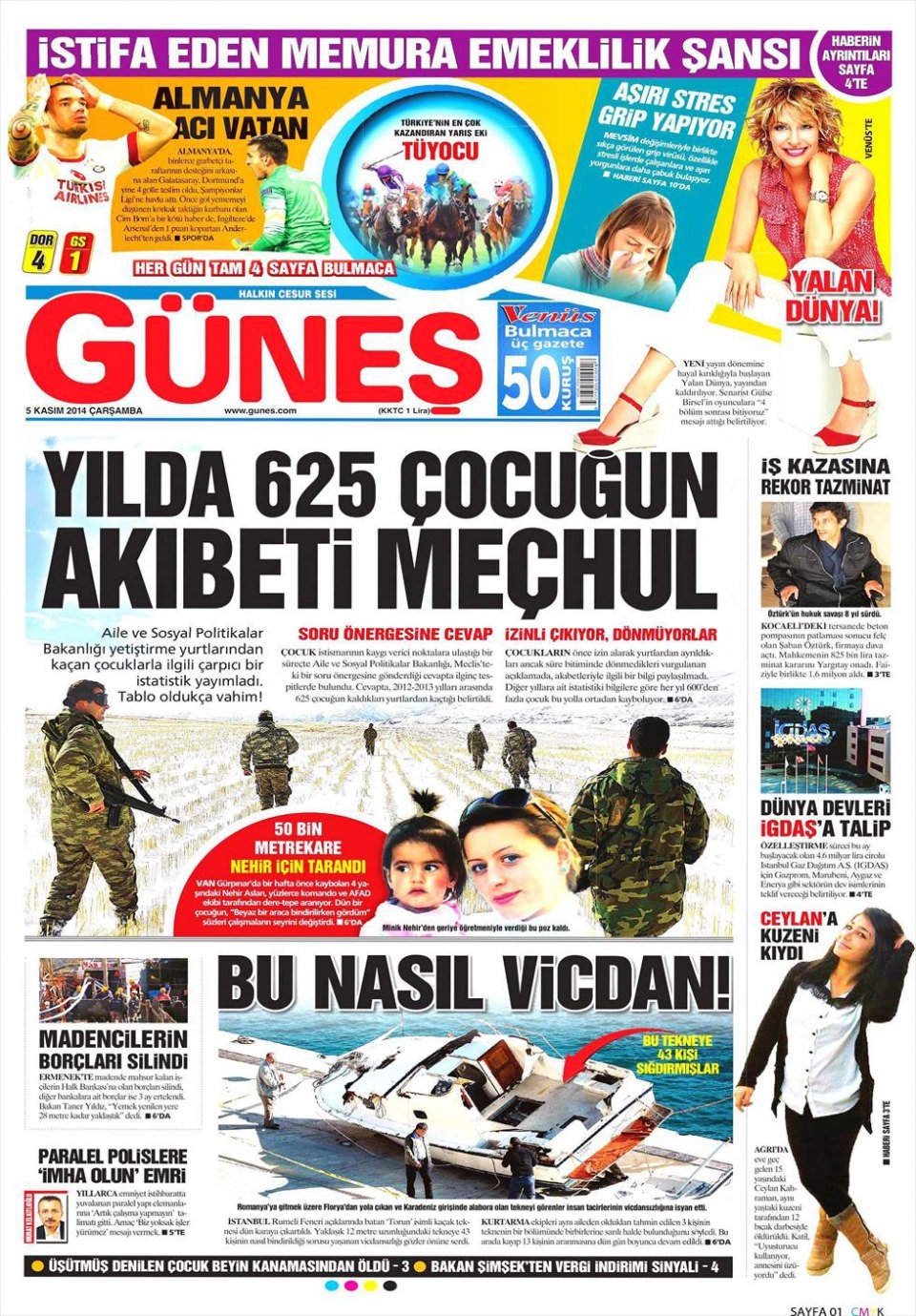 5 Kasım 2014 gazete manşetleri 8