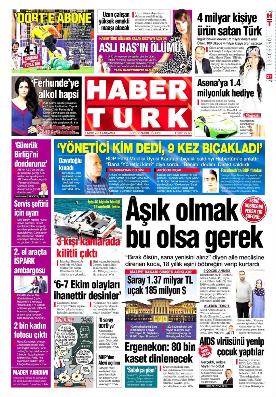 5 Kasım 2014 gazete manşetleri 9