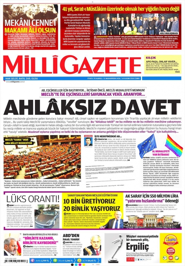 14 Kasım 2014 gazete manşetleri 11