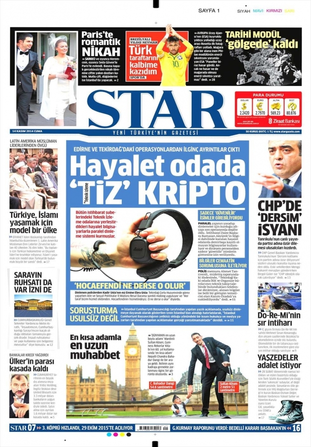 14 Kasım 2014 gazete manşetleri 16
