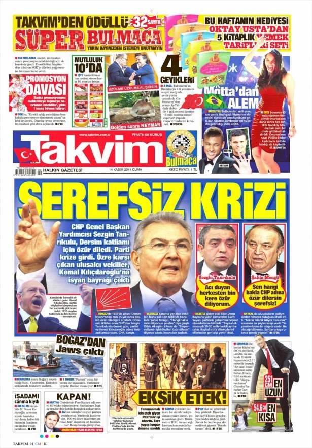 14 Kasım 2014 gazete manşetleri 17