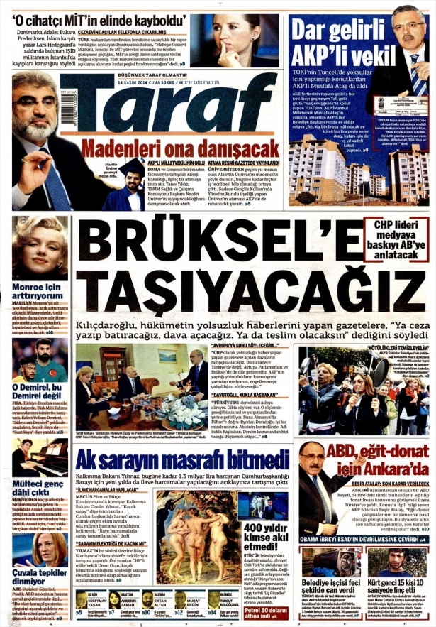14 Kasım 2014 gazete manşetleri 18