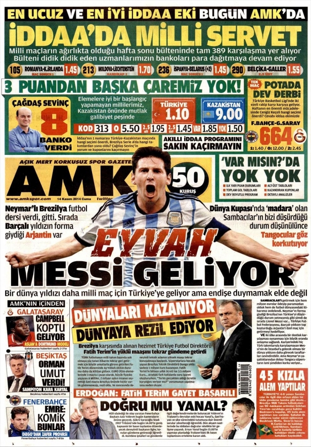 14 Kasım 2014 gazete manşetleri 2
