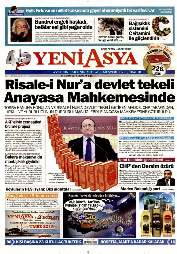 14 Kasım 2014 gazete manşetleri 22