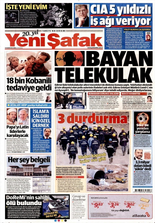 14 Kasım 2014 gazete manşetleri 23