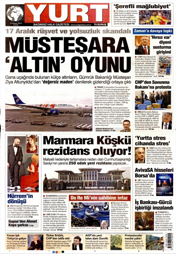 14 Kasım 2014 gazete manşetleri 24