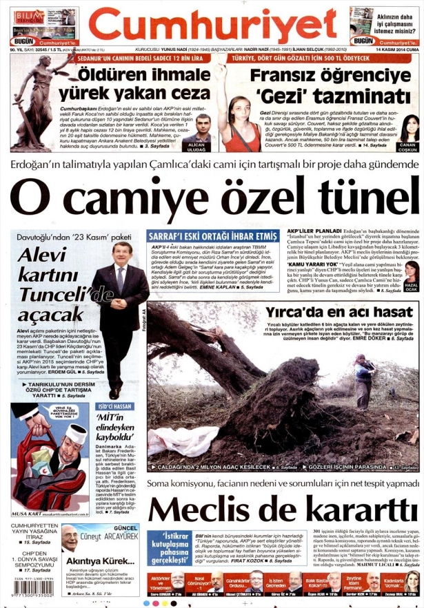 14 Kasım 2014 gazete manşetleri 4