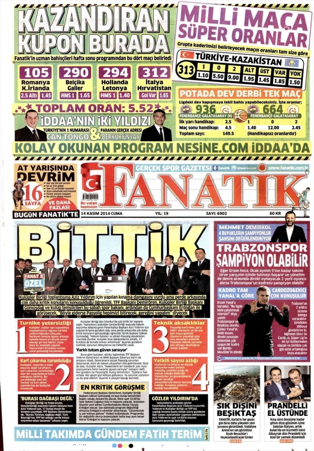 14 Kasım 2014 gazete manşetleri 6
