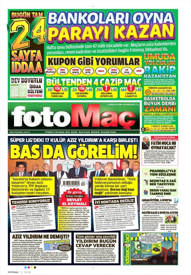 14 Kasım 2014 gazete manşetleri 7