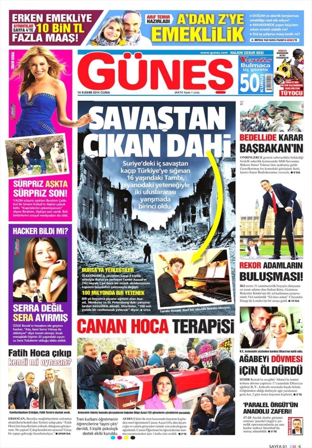 14 Kasım 2014 gazete manşetleri 8