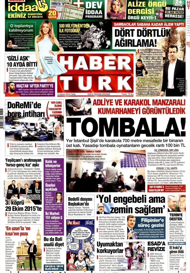 14 Kasım 2014 gazete manşetleri 9