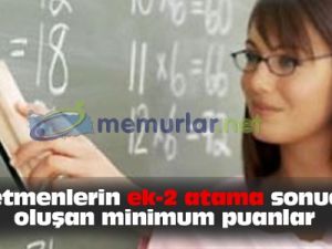 Öğretmen atamaları sonucu oluşan minimum puanlar
