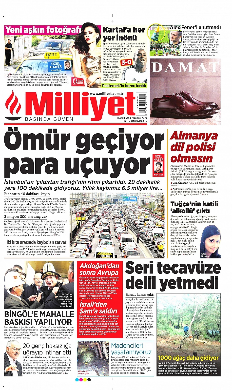 8 Aralık 2014 gazete manşetleri 1